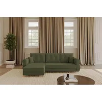 Altdecor Ecksofa mit Schlaffunktion und Bettkasten APOL-L 242x175x90 Grün