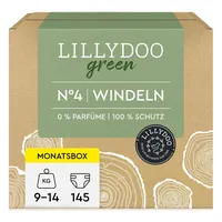 LILLYDOO green umweltschonende Windeln, Größe 4 (9-14 kg), Monatsbox (145 Windeln) (FSC Mix)