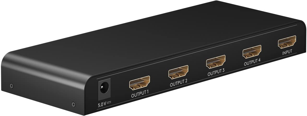 goobay 58482 HDMI Splitter 1 in 4 Out / 4K bei 30Hz (2160p) HDMI Verteiler/HDMI 1.4 Switch für Vier Monitore mit 60Hz bei 1080p