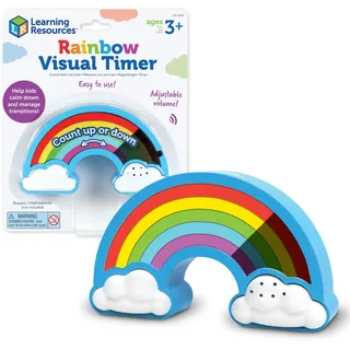 Learning Resources LER4368 Visueller Regenbogen Kinder, sensorischer Zeitmesser für Autismus, ADHS, 5 Zeitstufen, Heller oder dunkler Modus, ab 3 Jahren, Multi