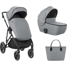 KIKKABOO Kinderwagen Thea 2 in 1 EVA-Räder verstellbarer Schiebegriff Babywanne grau