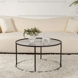 CaliCosy Couchtisch Schwarz Metall 80 x 43 cm