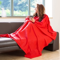 Snug Rug Cosy Decke Kuscheldecke mit Ärmeln SnugRug Ärmeldecken Superweiche 160gsm Fleece-weicher Stoff Übergroße Ärmel Erwachsene Größe Rot