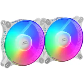 Mars Gaming MFDUO Kit 2 Lüfter FRGB Rainbow 360° Weiß