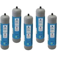 Bellerofonte Co2 Einweg Zylinder Vorratsflasche mit 600 gr Füllung E290 Kohlesäure Gewinde M11x1 für Wassersprudler, Kühlaggregate und Trinkwasserspender, 5 Stücke