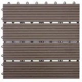 MCW WPC Bodenfliese Sarthe Holzoptik Balkon/Terrasse 11x Je 30x30cm - 1qm Basis Coffee Linear