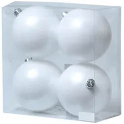 Christbaumkugeln - Weihnachtsbaumkugeln - bruchfest - D: 10cm - matt - weiß - 4er Set