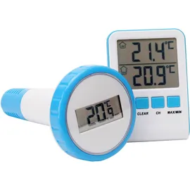 casativo-outdoor Digitales Funk-Poolthermometer Blau/Weiß 2er-Set