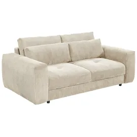 ed exciting design Big Sofa BARURA Cord cream – Kompakte Couch mit 2 Nierenkissen