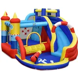 FANTASK 6 in1 Aufblasbare Hüpfburg Outdoor mit Gebläse, 360 x 290 x 200 cm Kinder Wasserpark mit Rutsche, Planschbecken & Wasserkanone, Bouncer Hüpfschloss Springburg