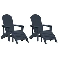 VidaXL Adirondack-Stühle mit Fußteilen 2 Stk. Marineblau HDPE