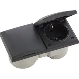 Berker Integro Flow Doppelsteckdose Deckel anthrazit Steckdose anthrazit