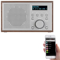 WLAN-Internetradio mit Holzdesign-Gehäuse, 2 Weckzeiten & App, 10 Watt