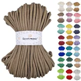 Sznurkomania, Baumwollkordel 9mm 50m, viele Farben, Makramee Garn, Baumwollgarn, geflochtene Baumwollkordel 9mm mit Ker, Makramee Kordel, Häkelkordel, gehäkelte Tasche (Mokka)