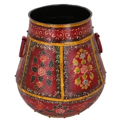 Guru-Shop Dekovase Vintage Metall Vase, Krug Rajasthan, handbemalt.. rot Ø 44 cm x 44 cm x 55 cm x 44 cm