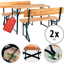 Stagecaptain BBDL-119 Hirschgarten Bierzeltgarnitur mit Lehne für Balkon 119 cm Natur 2x Set