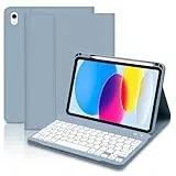 Hülle mit Tastatur für iPad 10 Generation 10,9 Zoll 2022, QWERTZ Deutsches Tastatur für iPad 10. Generation, Magnetisch Abnehmbarer Tastatur Hülle für iPad 10. Generation 2022 10.9" (Deutsches-L)