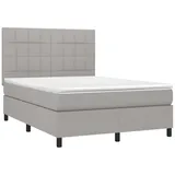 vidaXL Boxspringbett mit Matratze Hellgrau 140x200 cm Stoff