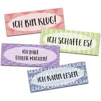 Lesezeichen für Kinder 4er Set Glaubenssätze Lesezeichen Papier, Einschulung Geschenk, Schulanfang Geschenk, Einschulung Geschenk (bunt)