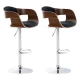 CLP Barhocker Kingston 2er Set drehbar höhenverstellbar  walnuss/schwarz