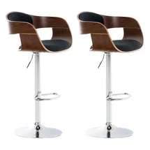 CLP Barhocker Kingston 2er Set drehbar höhenverstellbar  walnuss/schwarz