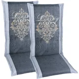 GO-DE TEXTIL Gartenauflage Living Garden (2er Set Hochlehner, Grau)