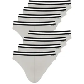 NUR DIE Slip Cotton Stretch hellgrau / schwarz / weiß L 8er Pack