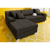 DOMO collection Ecksofa »Turah incl. Zierkissen, moderne Steppung, auch in Leder«, wahlweise mit Bettfunktion, Schlafsofa, B/T/H: 239/152/75 cm, L-Form, grau