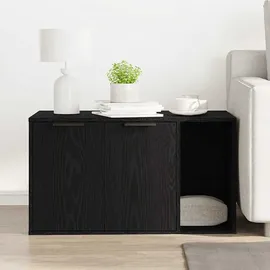 vidaXL Katzentoilettengehäuse Schwarze Eiche 80 x 50 x 45 cm Holzwerkstoff - Schwarz