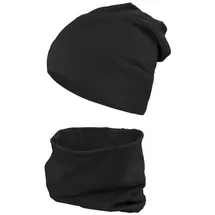 TupTam Jungen Beanie Mütze und Schlauchschal 2er Set, Farbe: Schwarz, Hat Size: 52 - 52