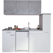 Respekta Küchezeile Malia 180 cm E-Geräte Glaskeramikkochfeld weiß/beton optik