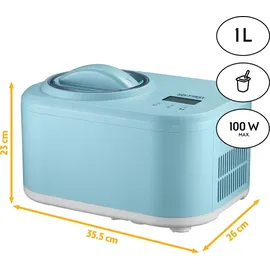 First Austria TZS First Austria - Eismaschine 1L mit Kompressor 3 in 1 - Ice Cream Maker 100W selbstkühlend für Frozen Joghurt, Sorbet & Eiscreme - Kleine Spei... - Türkis