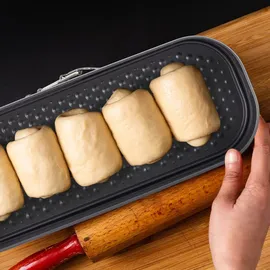 Relaxdays Springform Kastenform, eckig, antihaft, Flachboden, Königskuchen, Rührkuchen, Backform, 31 x 12 cm, anthrazit