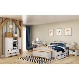 otto home Schminktisch OTTO HOME "Konrad", weiß (weiß, natur), B:94cm H:128cm T:39cm, Tische, Schminktisch, aus massiver Kiefer, mit Spiegel und viel Stauraum