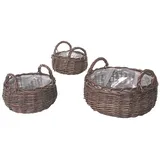 Kobolo Pflanzschale Pflanzkorb Blumentopf - Weide - braun - 3er Set