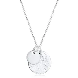 Kette mit Anhänger ELLI "Plättchen Münzen Organic Look 925 Silber", silber, Halsketten, Damen, 60, ohne Stein, Silber 925 (Sterlingsilber), L: 45cm