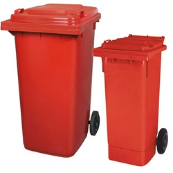 BRB Set mit 1x DIN Mülltonne 80 Liter rot und 1x DIN Mülltonne 240 Liter rot