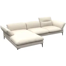 Ecksofa FLEXLUX "Salino, Funktionssofa mit Recamiere, Relaxsofa, Ecksofa", weiß (warm weiß), B:307cm H:88cm T:182cm, Sofas, Sofa mit Arm- und Kopfteil-Verstellungen, Kaltschaum & Stahl-Wellen