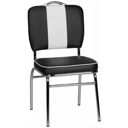 Retro Esszimmerstuhl in Schwarz Weiß Kunstleder