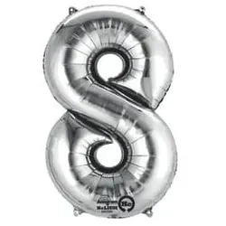 Folienballon Zahl 8 silber AMSCAN 2798801 / 9906293 86cm