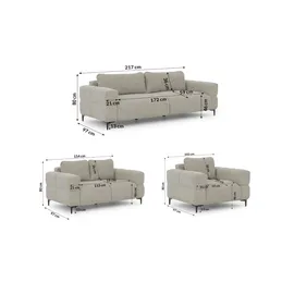 s-style möbel S-STYLE Polstergarnitur 3+2+1 Cardea ¦ braun ¦ Maße (cm): B: 217 H: 80