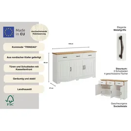 OTTO home Trinidad 148 x 89 x 37 cm Gelb / Weiß