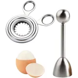 Fonyiunce 2er-Pack Eierköpfer Edelstahl und Eieröffner 3,6 cm Durchmesser, Super Zeitsparend Eierköpfer Testsieger für Küche Frühstück Backen Dessert Esszimmer Bar