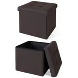 dibea Sitzhocker faltbar Leinen 38 x 38 x 38 cm Braun