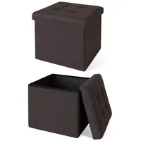 dibea Sitzhocker faltbar Leinen 38 x 38 x 38 cm Braun