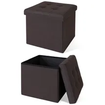 dibea Sitzhocker faltbar Leinen 38 x 38 x 38 cm Braun