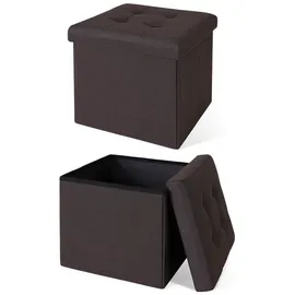dibea Sitzhocker faltbar Leinen 38 x 38 x 38 cm Braun