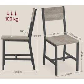 VASAGLE Esszimmerstuhl Holzstuhl grau 2er Set
