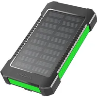 LogiLink Solar-Powerbank 8000 mAh, Taschenlampe, 2x USB-A, grün-schwarz, Powerbank