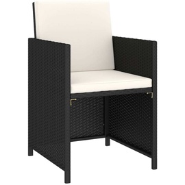 vidaXL Garten-Essgruppe mit Auflagen Polyrattan 6-tlg. schwarz